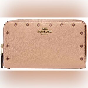 NWOT COACH Accordion Zip Wallet With Crystal Rivets